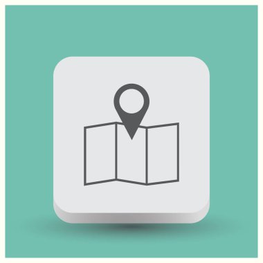 İşaretçi simgesi üzerinde arka izole eşleyin. Web tasarım stili.