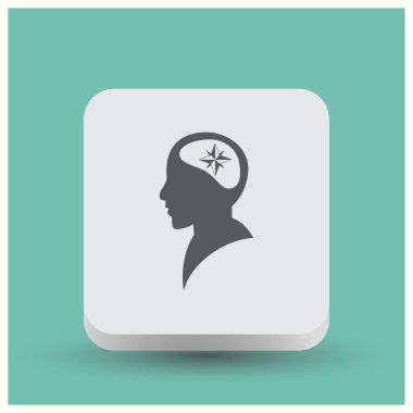 Vektör simge baş düşünme silüeti vektör adam pusula simgesini