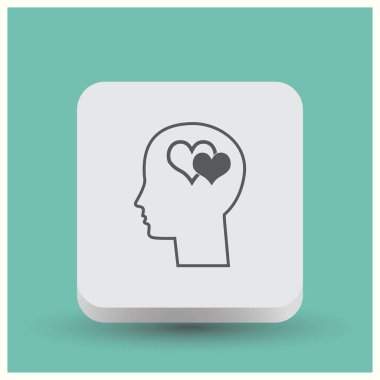 kafa ile kalp sembol siluet