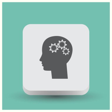 Gears'ı set olarak bir beyin ile insan kafa siluet. fikir ve İnovasyon kavramı