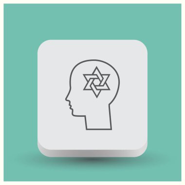 Davut yıldızı ile baş düz siluet vektör