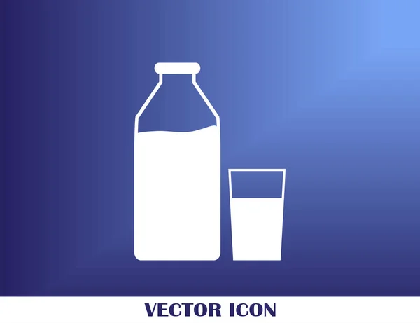Conjunto de iconos vasos y botellas con leche — Vector de stock