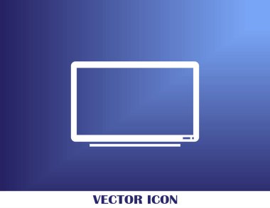 Trendy düz tarzı TV simgesi. Web sitesi tasarımı, logo, app, kullanıcı arabirimi için televizyon sembolü. Vektör çizim, Eps10.