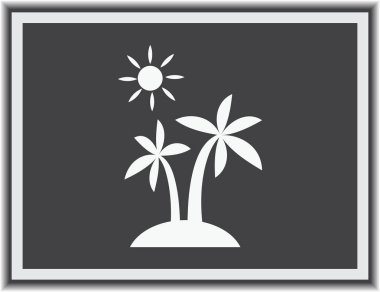 Palmiye ağaçları siluet adada. Vektör çizim