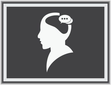 Bir kafa ile konuşma balonu silüeti