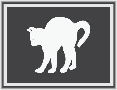 kedi silüeti. Vektör çizim.