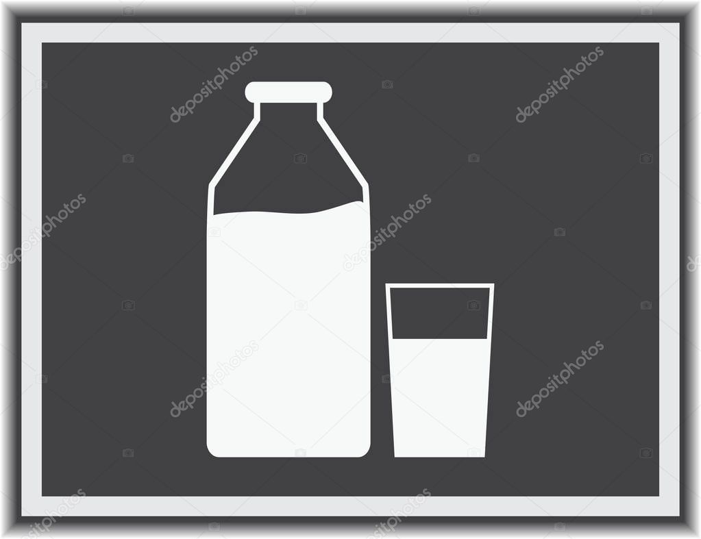 Set of icons glasses and bottles with a milk