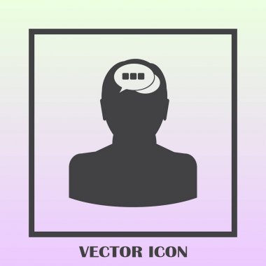Bir kafa ile konuşma balonu silüeti. Bir kafa ile konuşma balonu vektör çizim silueti. Siluet konuşma balonu vektör konsepti ile baş. Siluet vektör görüntü ile bir adam kafa