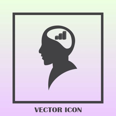 İş adamı ve büyüyen diyagramı siluetleri. insan baş ve grafik simgesi. İş kavramı