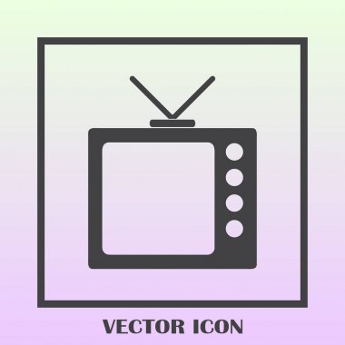 Trendy düz tarzı TV simgesi. Web sitesi tasarımı, logo, app, kullanıcı arabirimi için televizyon sembolü. Vektör çizim, Eps10.