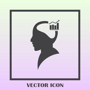 İş adamı ve büyüyen diyagramı siluetleri. insan baş ve grafik simgesi. İş kavramı