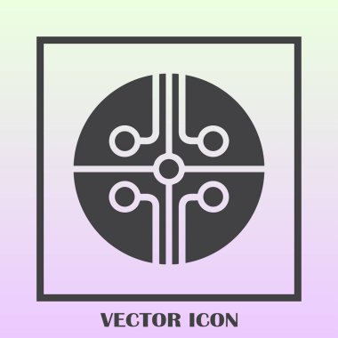 Devre kartı, teknoloji ikonu, vektör illüstrasyonu. Düz tasarım biçimi