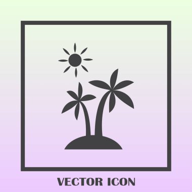 Palmiye ağaçları siluet adada. Vektör çizim