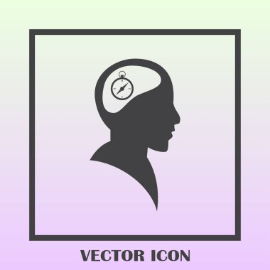 Siluet vektör çizim pusula gül işaretiyle insan kafasından