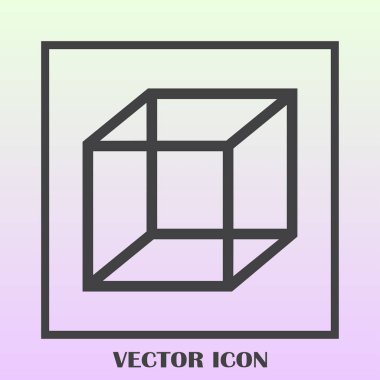 İzometrik küp vektör simgesi. 3D kare işareti. Kutu simgesi