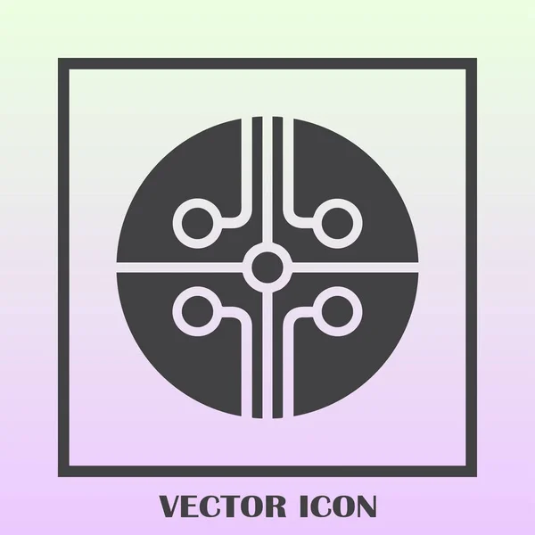 Placa de circuito, ícone de tecnologia, ilustração vetorial. Estilo de design plano — Vetor de Stock