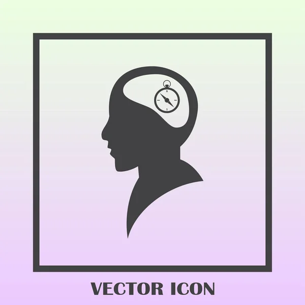 Menselijk hoofd in silhouet met kompas roos teken, vectorillustratie — Stockvector