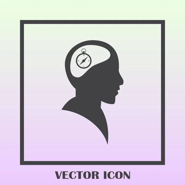 Siluet vektör çizim pusula gül işaretiyle insan kafasından — Stok Vektör