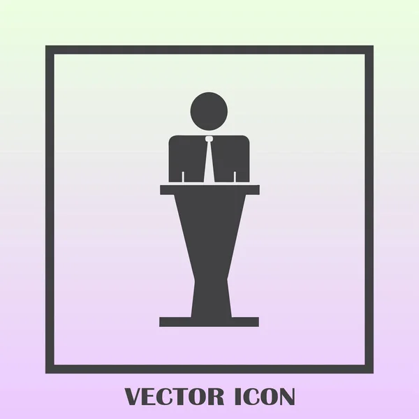 Icono de vector de altavoz. Orador hablando desde la ilustración tribuna . — Vector de stock