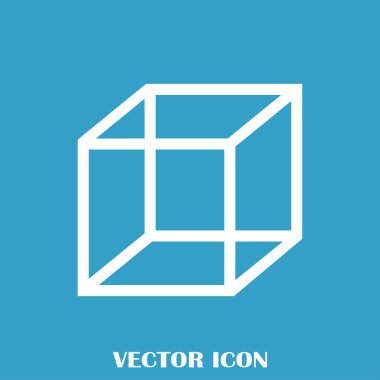 İzometrik küp vektör simgesi. 3D kare işareti. Kutu simgesi