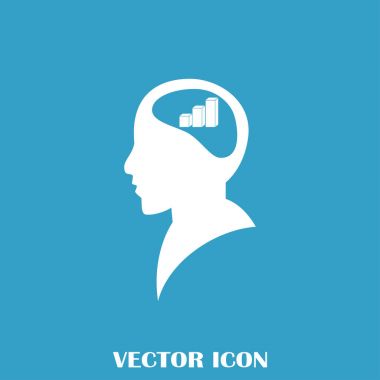 İş adamı ve büyüyen diyagramı siluetleri. insan baş ve grafik simgesi. İş kavramı