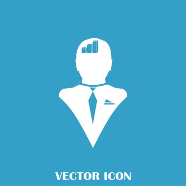 İş adamı ve büyüyen diyagramı siluetleri. insan baş ve grafik simgesi. İş kavramı