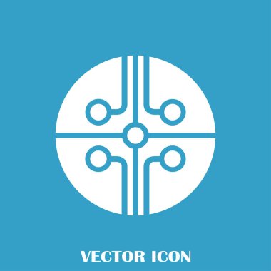 Devre kartı, teknoloji ikonu, vektör illüstrasyonu. Düz tasarım biçimi