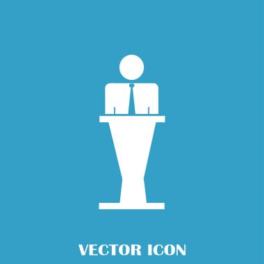 Hoparlör vektör simgesi. Tribün örnek konuşan hatip.