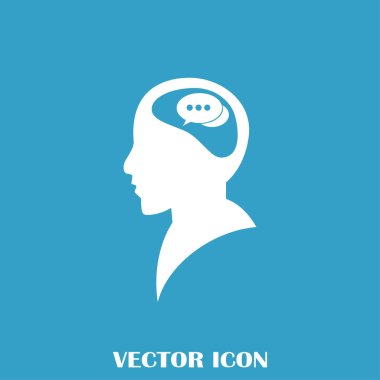 Bir kafa ile konuşma balonu silüeti. Bir kafa ile konuşma balonu vektör çizim silueti