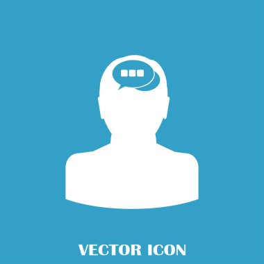 Bir kafa ile konuşma balonu silüeti. Bir kafa ile konuşma balonu vektör çizim silueti