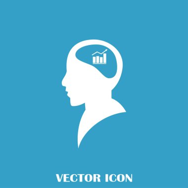 İş adamı ve büyüyen diyagramı siluetleri. insan baş ve grafik simgesi. İş kavramı