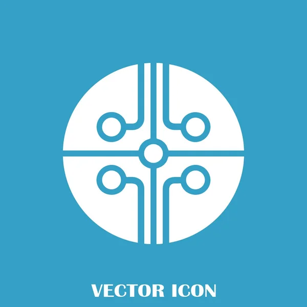 Placa de circuito, icono de la tecnología, ilustración vectorial. Estilo de diseño plano — Vector de stock