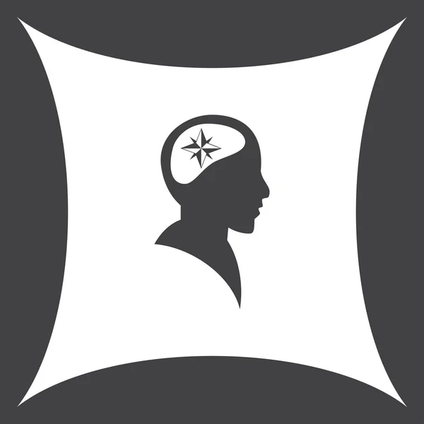コンパス ローズのサイン、ベクトル図、シルエットで頭部 — ストックベクタ
