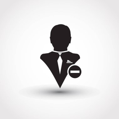 Kullanıcı profili işareti simgesini Sil glif ile web. Vektör çizim tasarım öğesi eps10