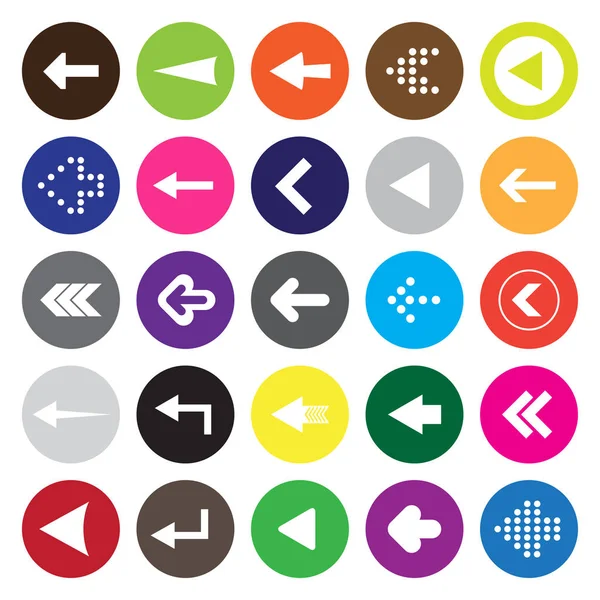 Yirmi beş beyaz okları renkli çevrelerinde sola ayarla.