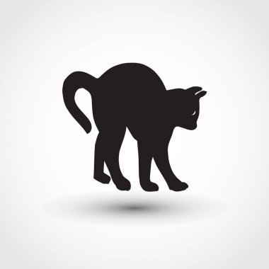 Siyah kedi silueti. Vektör illüstrasyonu.
