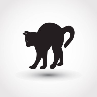 Siyah kedi silueti. Vektör illüstrasyonu.