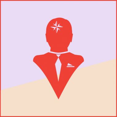 Siluet pusula gül işareti ilave bir mavi arka plan, vektör çizim ile insan kafasından