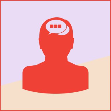 Bir kafa ile konuşma balonu silüeti. Bir kafa ile konuşma balonu vektör çizim silueti