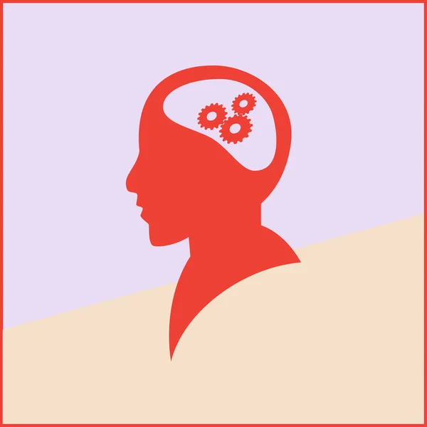 Силуэт головы человека с набором шестерен в виде мозга. идея и инновационная концепция — стоковый вектор