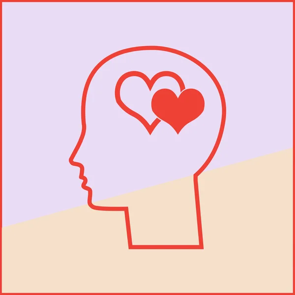 Love head. Brain vector icon — Stock Vector