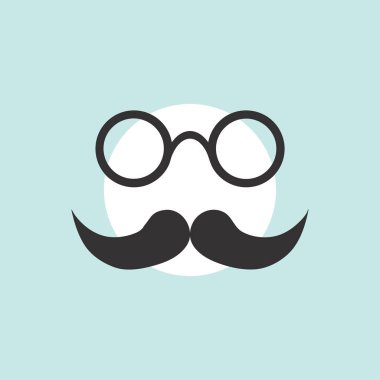 Bıyık ve gözlük vektör simgesi.