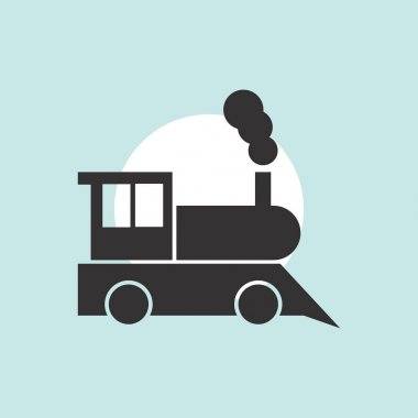 Tren simgesi: eski klasik buhar motoru lokomotif piktogram