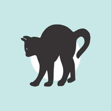 Siyah kedi silueti. Vektör illüstrasyonu.