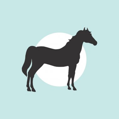 At siluet çalıştırıyor. Vektör çizim.