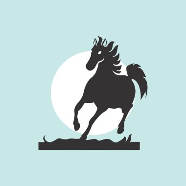 At siluet çalıştırıyor. Vektör çizim.