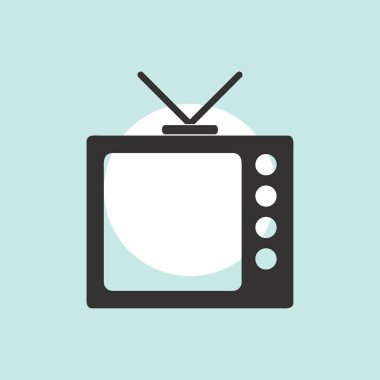 Trendy düz tarzı TV simgesi. Web sitesi tasarımı, logo, app, kullanıcı arabirimi için televizyon sembolü. Vektör çizim, Eps10.