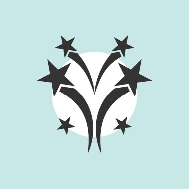 Fireworks simgesini, anahat vektör işareti. logo illüstrasyon
