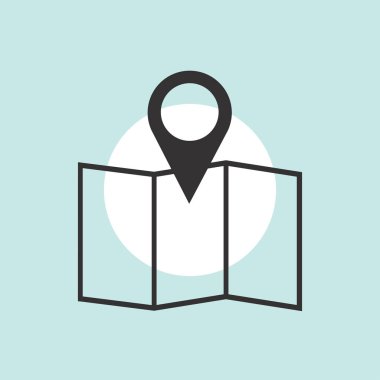 İşaretçi simgesi trendy düz tarzı. Web sitesi tasarımı, logo, app, kullanıcı arabirimi için PIN sembolü. Vektör çizim, Eps10.