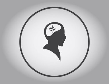 Siluet vektör çizim pusula gül işaretiyle insan kafasından